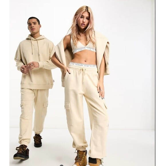 Calvin Klein Pants - CALVIN KLEIN Woven Label Utility Cargo Joggers Size Large Beige Tan Unisex